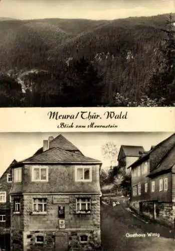 Ak Meura im Thüringer Wald, Gasthaus Wittig, Panorama, Blick zum Meurastein