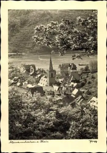 Ak Assmannshausen Rüdesheim am Rhein, Teilansicht, Kirchturm