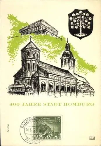 Ak Homburg Saarland, Kirche, Wappen, 400 Jahre 1958