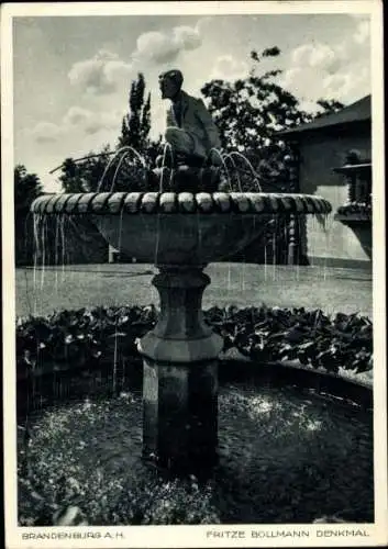 Ak Brandenburg an der Havel, Fritze Bollmann Denkmal, Brunnen