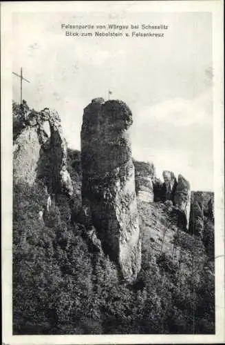 Ak Würgau Scheßlitz in Oberfranken, Nebelstein, Felsenkreuz