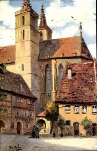 Künstler Ak Rothenburg ob der Tauber Mittelfranken, Kirchenplatz, Jakobskirche