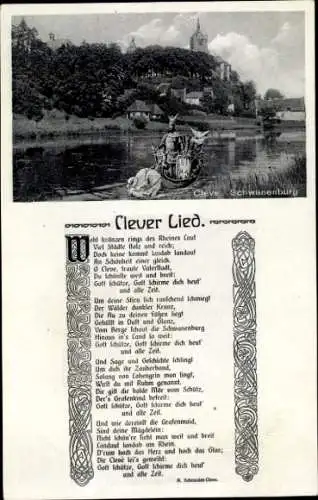 Ak Bad Cleve Kleve am Niederrhein, Schwanenburg, Schwanenritter, Clever Lied
