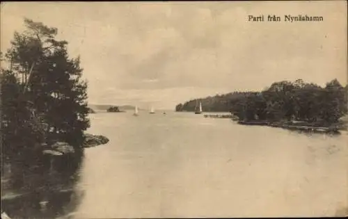 Ak Nynäshamn Schweden, Panorama, Segelboote