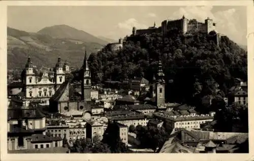 Ak Salzburg in Österreich, Gesamtansicht, Restaurant Elektrischer Aufzug