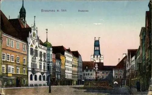 Ak Braunau am Inn Oberösterreich, Stadtplatz