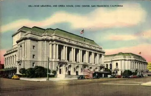 Ak San Francisco Kalifornien USA, Kriegsdenkmal, Opernhaus, Civic Center