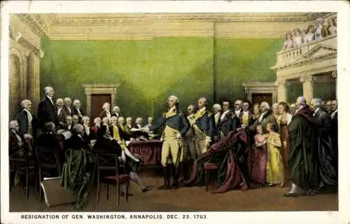 Ak Annapolis Maryland USA, Rücktritt von General Washington, 23. Dezember 1783