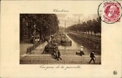 Passepartout Ak Charleroi Wallonien Hennegau, Blick von der Fußgängerbrücke aus