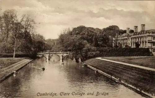 Ak Cambridge East England, Clare College, Bridge