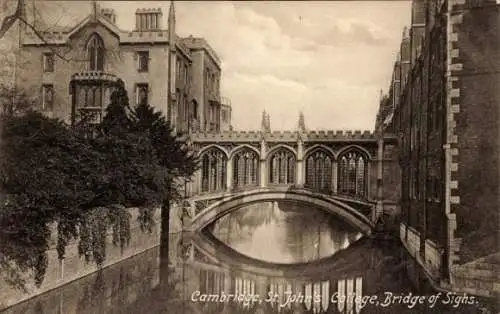 Ak Cambridge East England, St. John's College, Seufzerbrücke