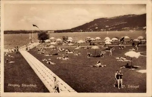 Ak Bregenz am Bodensee Vorarlberg, Strandbad, W. Schlegel