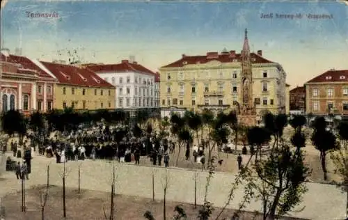 Ak Timișoara Temesvár Temeswar Rumänien, Marktplatz, Denkmal