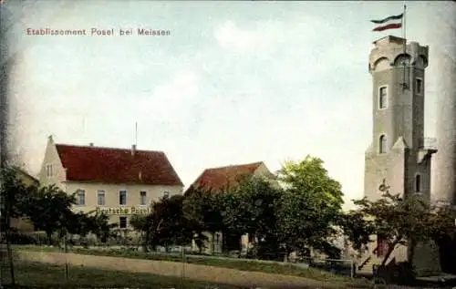 Ak Meißen an der Elbe, Etablissement Posel, Turm