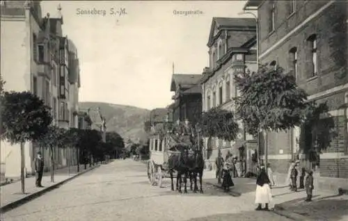 Ak Sonneberg in Thüringen, Georgstraße, Kutsche