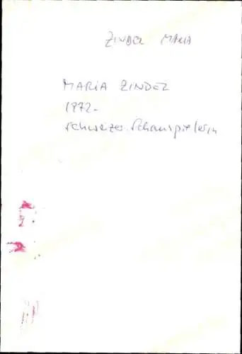 Ak Schauspielerin Maria Zindel, Portrait, Autogramm