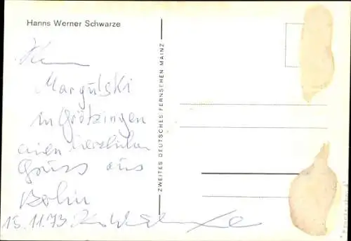 Ak Journalist Hanns Werner Schwarze, Portrait, Autogramm