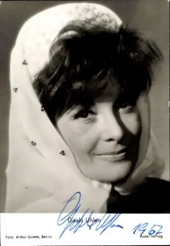 Ak Schauspielerin Gisela Uhlen, Portrait, Autogramm