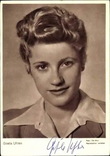 Ak Schauspielerin Gisela Uhlen, Portrait, Autogramm