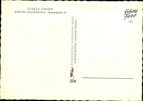 Ak Schauspielerin Gisela Uhlen, Portrait, Autogramm