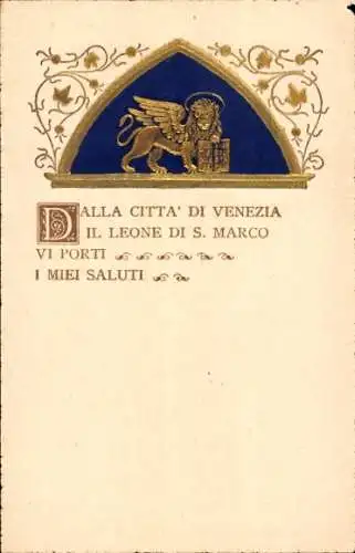 Präge Wappen Litho Venezia Venedig Veneto, Leone di S. Marco