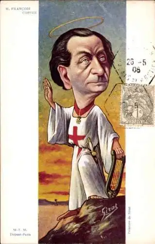 Künstler Ak Sirat, Französischer Schriftsteller François Coppée, Dreyfus Affäre, Karikatur