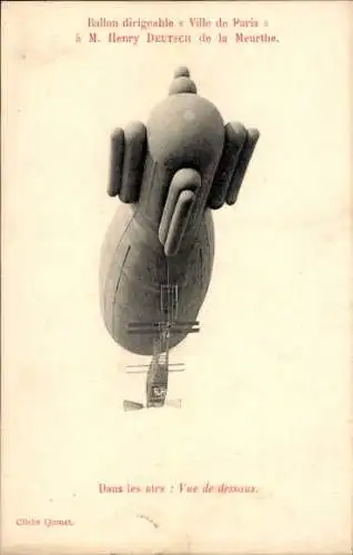 Ak Ballon dirigeable Ville de Paris, Henry Deutsch