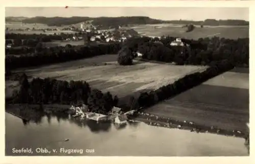 Ak Seefeld in Oberbayern, Fliegeraufnahme, Strandbad Pilsensee