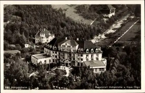 Ak Bad Mergentheim in Tauberfranken, Kuranstalt Hohenlohe, Haus Olga, Fliegeraufnahme