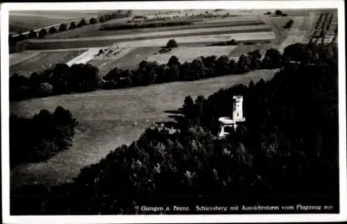 Ak Giengen an der Brenz, Fliegeraufnahme, Schiessberg mit Aussichtsturm