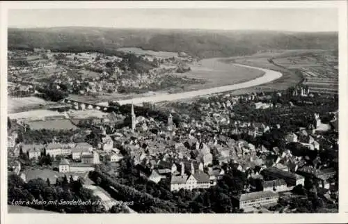 Ak Lohr am Main Unterfranken, Fliegeraufnahme, Sendelbach