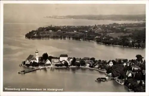 Ak Wasserburg am Bodensee Schwaben, Fliegeraufnahme mit Nonnenhorn