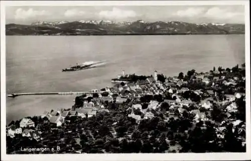 Ak Langenargen am Bodensee, Fliegeraufnahme, Schiff