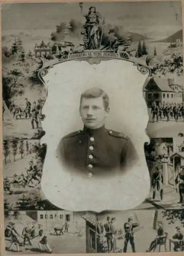 Passepartout Foto Toruń Thorn Westpreußen, deutscher Soldat in Uniform