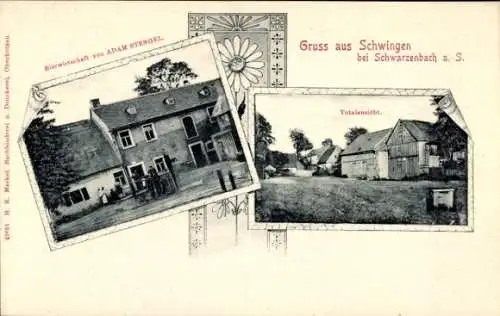 Ak Schwingen Schwarzenbach an der Saale Oberfranken, Bierwirtschaft von Adam Stengel