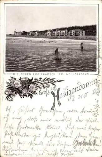 Litho Seebad Heiligendamm Bad Doberan, Die neuen Logierhäuser, Strand