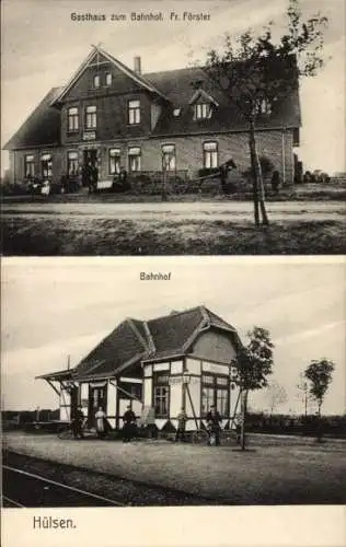 Ak Hülsen Dörverden in Niedersachsen, Bahnhof, Gasthof zum Bahnhof