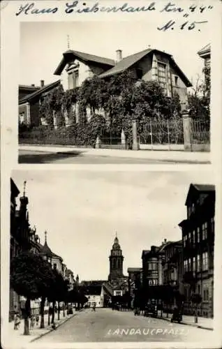 Foto Ak Landau in der Pfalz, Straßenpartie, Haus Eichenlaub