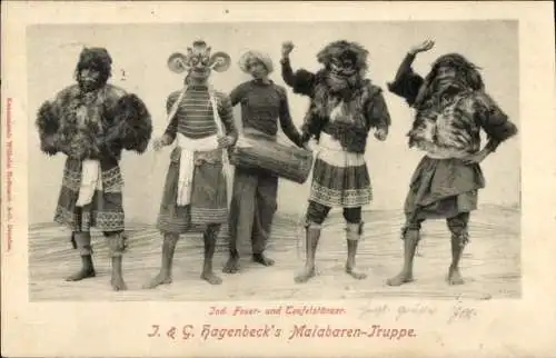 Ak J. & G. Hagenbecks Malabaren Truppe, Ind. Feuertänzer und Teufelstänzer