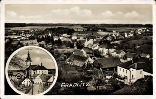 Foto Ak Choustníkovo Hradiště Gradlitz Region Königgrätz, Gesamtansicht, Kirche