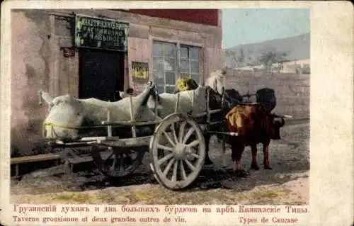 Ak Georgien, Taverne grousienne et deux grandes outres de vin, Types de Caucase