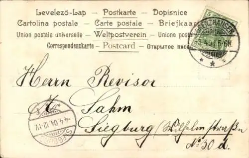 Litho Ostern, Küken mit Schirm, Ostereier