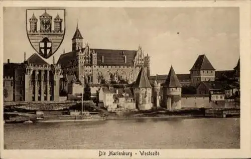 Ak Marienburg Malbork Westpreußen, Marienburg, Westseite, Wappen