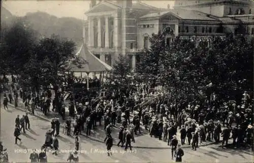 Ak Kristiania Christiania Oslo Norwegen, Karl Johanns Gate, Musiker