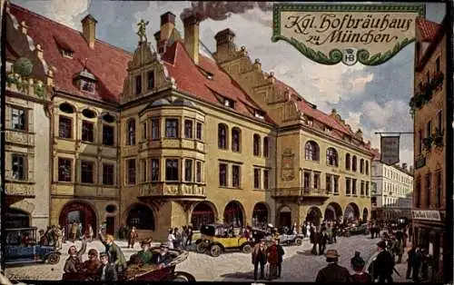 Künstler Ak Quidenus, München, Königliches Hofbräuhaus, Pächter Johann Panzer