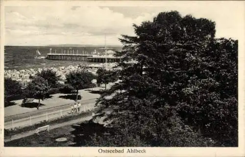 Ak Ostseebad Ahlbeck auf Usedom, Promenade, Strand, Seebrücke