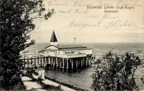 Ak Lohme auf Rügen, Damenbad, Strand