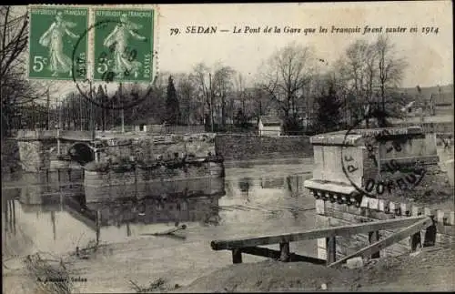 Ak Sedan Ardennes, Le Pont de la Gare