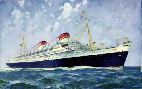 Künstler Ak Italian Line, S.S. Rex, Super Liner, Riesendampfschiff