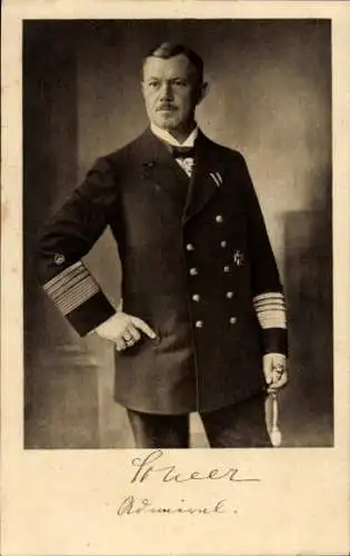 Ak Admiral Reinhard Scheer, Standportrait in Uniform